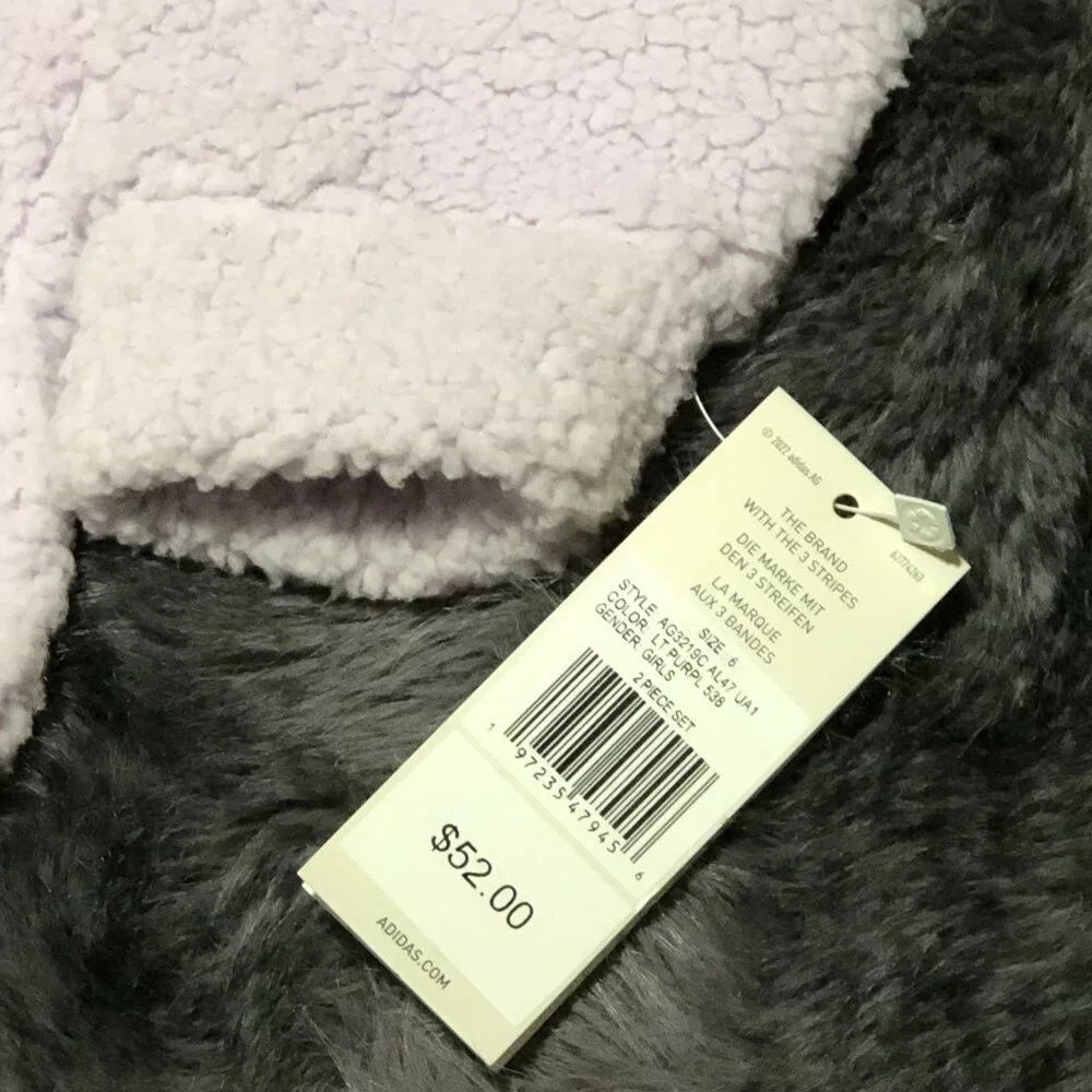 Adidas Girl's Long Sleeve Hood Sherpa Tights Set Little Kid, Size 6, 2 Piece - Picture 4 of 6